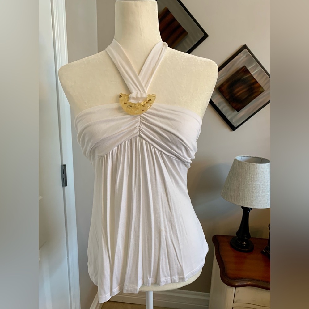 Cute white halter top with accent